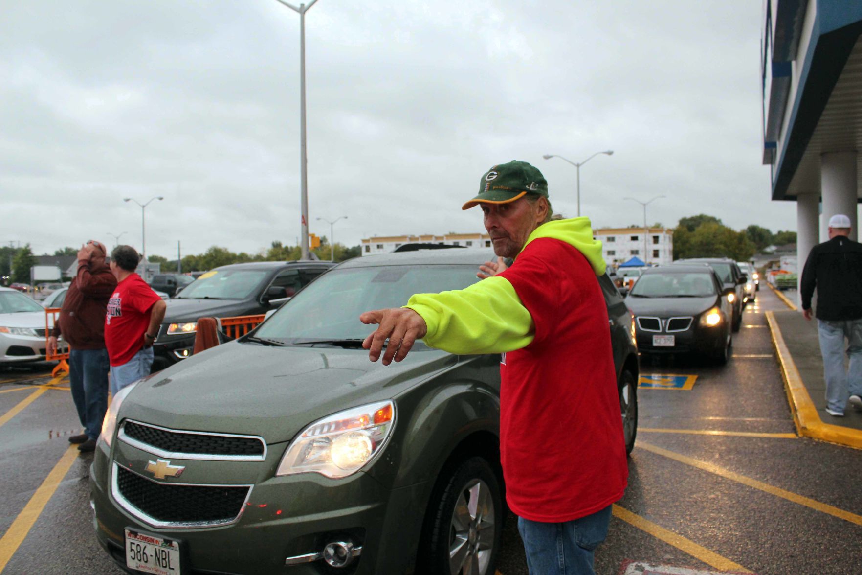 Dave directs traffic drive thru